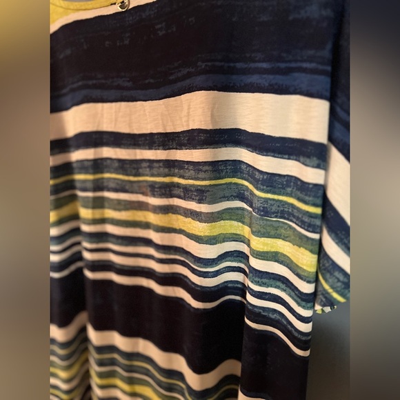 Pure Striped Navy and Green Women's Top XL - Picture 6 of 6